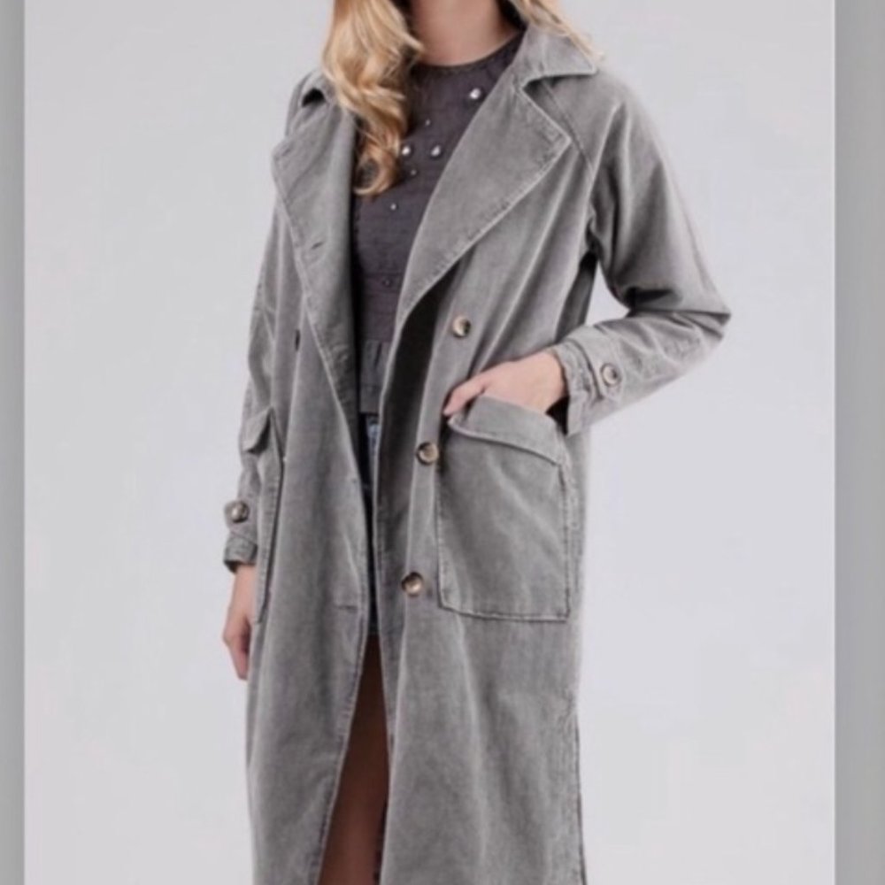 NEW long Grey Corduroy Jacket SALE